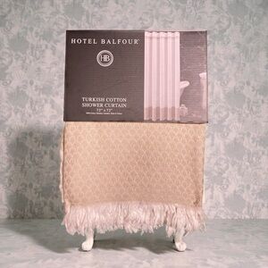 Hotel Balfour Turkish Cotton Shower Curtain White and Gold New